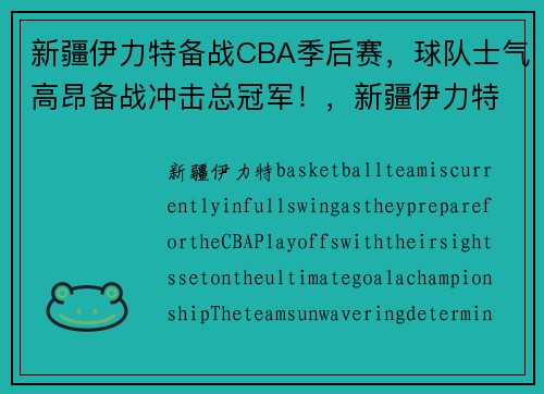 新疆伊力特备战CBA季后赛，球队士气高昂备战冲击总冠军！，新疆伊力特男篮比赛日程安排
